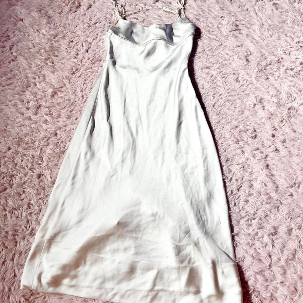 Zara Angel Core Clean Girl Minimalist White Satin Dress Womens XS Formal Chic